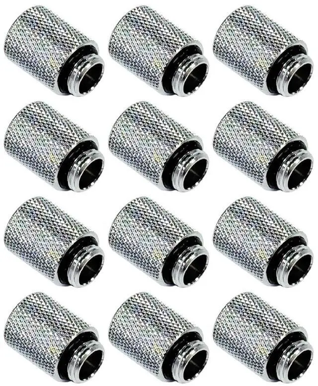 Main image of Dracaena.io 12 Pack G1/4" 20mm Height Male to Female Extender Fittings, Brass Compression Fittings with O Rings for PC Liquid Cooling Loop, Water Cooling Tube Connectors, Silver