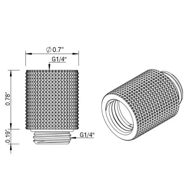 Alt view image 3 of 5 - Dracaena.io 12 Pack G1/4" 20mm Height Male to Female Extender Fittings, Brass Compression Fittings with O Rings for PC Liquid Cooling Loop, Water Cooling Tube Connectors, Silver