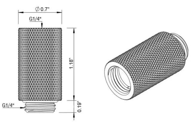 Alt view image 4 of 6 - Dracaena.io 12 Pack G1/4" 30mm Height Male to Female Extender Fittings, Brass Compression Fittings with O Rings for PC Liquid Cooling Loop, Water Cooling Tube Connectors, Black