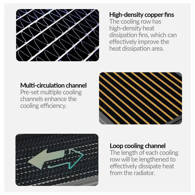 Alt view image 6 of 7 - dracaena.io 240mm - 28mm/1.1 inch Thick Computer Radiator, 14 Tubes Copper Water Cooling Cooler for CPU Heat Sink - Liquid Heat Exchanger Dual G1/4 Thread, Black