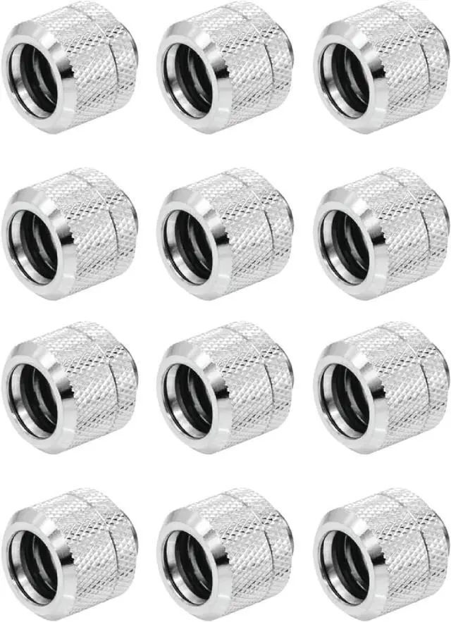 Main image of dracaena.io 12 Pack G1/4" Thread to 14mm Outer Diameter, Hard Tubing Compression Fitting with high Body Design for Computer Water Cooling System, Silver