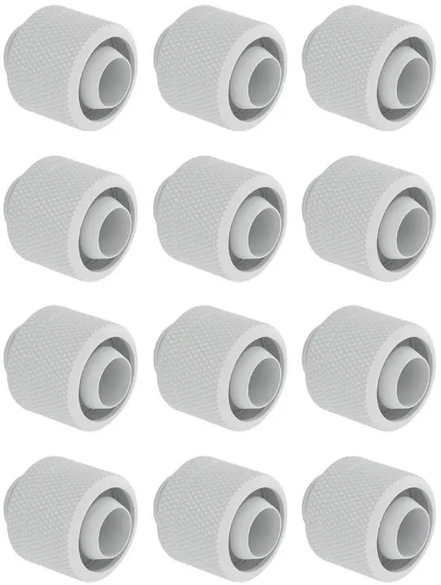 Main image of dracaena.io 12 Pack G1/4" Thread to 3/8" ID, 5/8" OD Compression Fitting for Soft Tubing, Soft Tube Connectors for Computer Water Cooling System, White