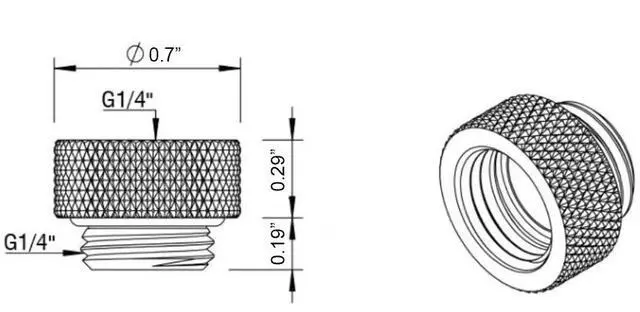 Alt view image 3 of 3 - Dracaena.io 2 Pack G1/4" 7.5mm Height Male to Female Extender Fittings, Brass Compression Fittings with O Rings for PC Liquid Cooling Loop, Water Cooling Tube Connectors, White