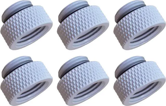 Main image of dracaena.io 6 Pack G1/4" 7.5mm Height Male to Female Extender Fittings, Brass Compression Fittings with O Rings for PC Liquid Cooling Loop, Water Cooling Tube Connectors, White