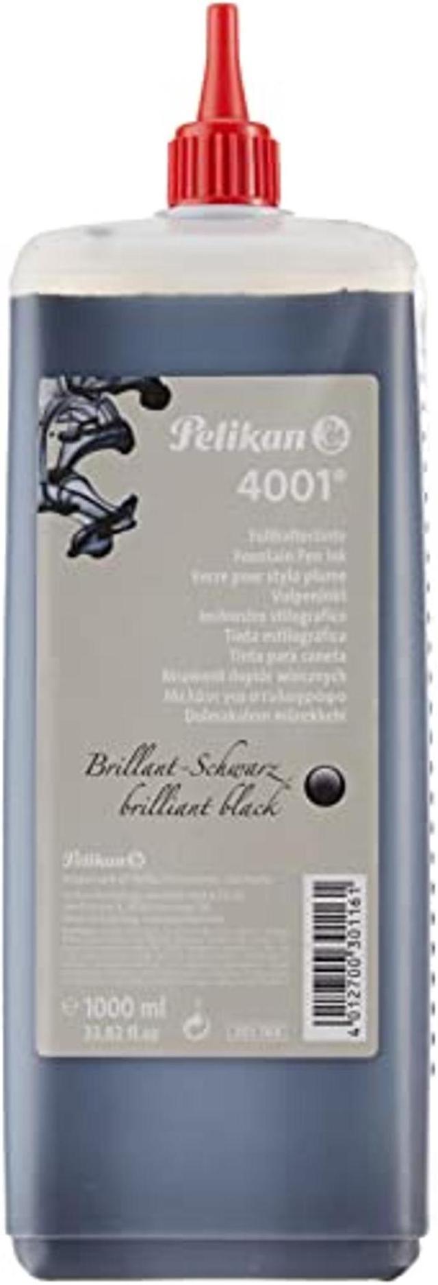Pelikan 4001 Bottled Ink for Fountain Pens, Brilliant Black, 1 Liter, 1  Each (301168) 
