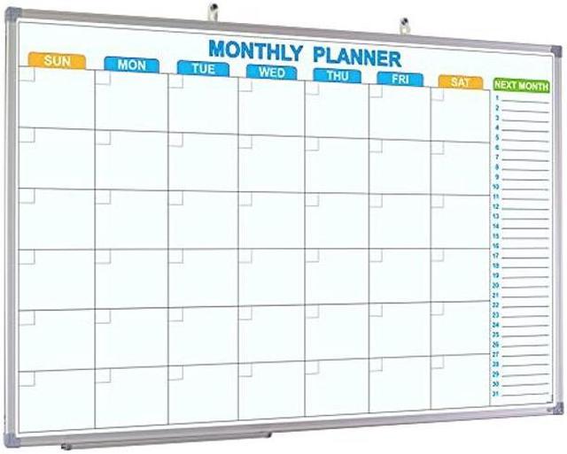 Calendar Whiteboard, 36 x 24 Inches Magnetic Dry Erase Calendar Board,  Monthly Planner Whiteboard for Wall