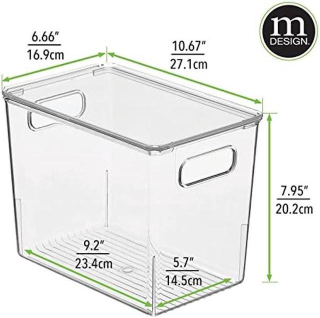 mDesign Plastic Storage Bin Box Container with Lid - Built-In Handles -  Organization for Pens, Pencils, or Work Supplies in Home Office, Cabinet,  or