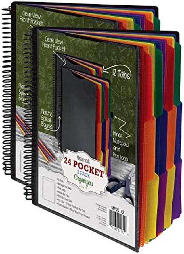 Samsill 2 Pack Deluxe 24 Pocket Spiral Project Organizer with 12