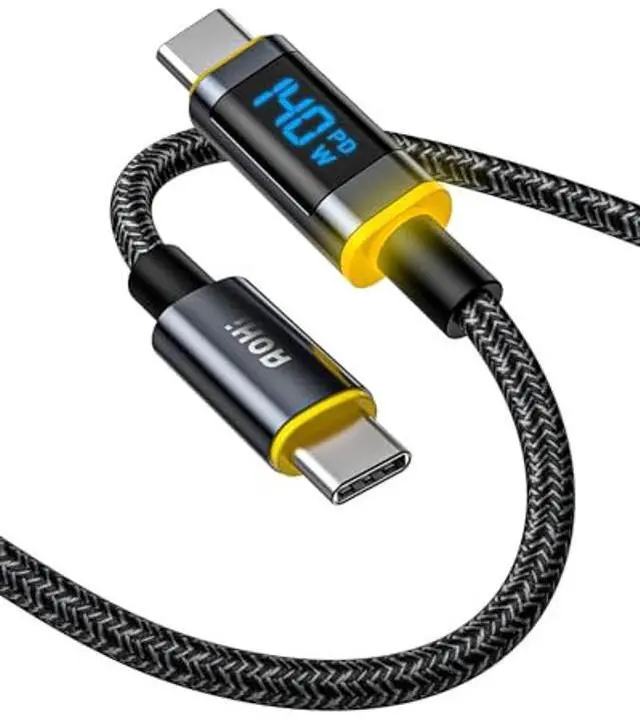 Main image of AOHI 140W USB C to USB C Cable with Display, Magline USB C Cable Nylon 4ft Type C Fast Charging Cable Cord Compatible with iPhone 15 Pro Max, Galaxy, MacBook Pro/Air, iPad Pro/Air, Pixel and More