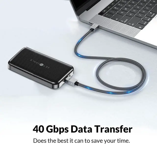 Alt view image 4 of 5 - SETMSPACE M.2 NVMe+NGFF(SATA) SSD Enclosure, USB C Data Cable [40 Gbps]