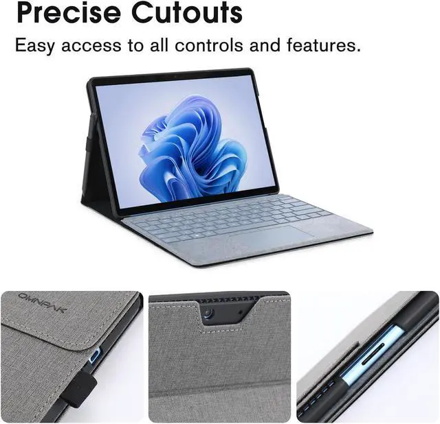 Alt view image 5 of 5 - Omnpak Microsoft Surface Pro 11/10/9 Case, Lightweight Protective, Multiple Angle, Stylus Holder, Designed for Surface 11th Edition AI 2024/Pro 9 5G 13" 2022, Compatible with Type Cover Keyboard