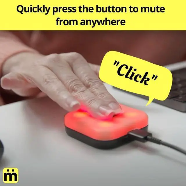 Alt view image 4 of 5 - Mutesync USB Mute Button for Zoom, Teams, and Meet. Mac and PC Compatible. Physical, Lighted, External Mute USB Mute me Button Connects via Included USB Cord.