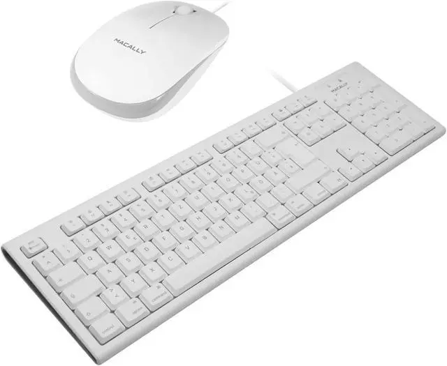 Main image of Macally Wired Mac Keyboard and a Wired Computer Mouse, ICY White Duo Your Office Needs