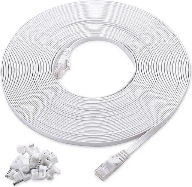 Alt view image 5 of 5 - Cable Matters 150-Foot Snagless Long Cat6 Ethernet Cable (Cat6 Cable, Cat 6 Cable) in Blue & 50-Foot Cat6 Flat Ethernet Cable in White