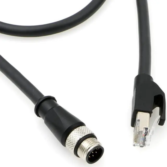 Alt view image 3 of 5 - AConnect 4Pin-RJ45-Ethernet-Industrial-Cat5e-Cable D-Code M12 4 Pin Male to RJ45 Male Cat5e High Flex Ethernet Shielded Cable Industrial Field-wireable Machinery Sensor Camera 6.6Ft/2M