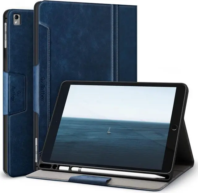 Main image of Antbox Case for iPad Air 2/iPad 6th/5th Generation(9.7'')/Pro 9.7''/Air 1 Vegan Leather Case with Pencil Holder Auto Sleep/Wake Function Smart Cover for iPad 9.7'' (Blue)
