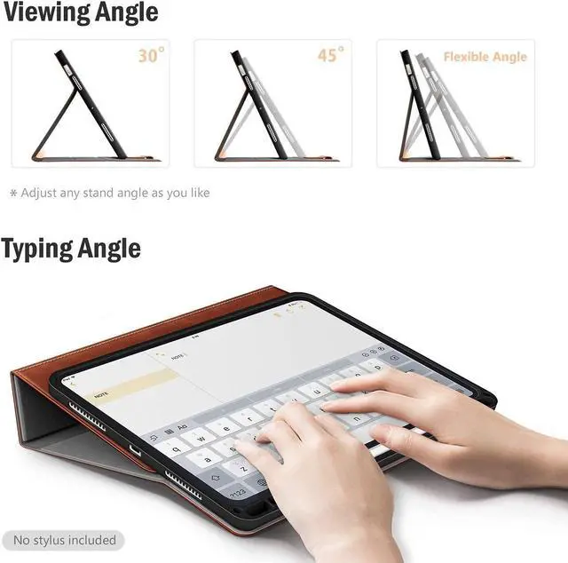 Alt view image 4 of 5 - Antbox Case for iPad Air 11-inch M3 (2025) / M2 (2024), iPad Air 5th/4th Generation 10.9'' Vegan Leather with Pencil Holder Typing Angle Auto Sleep/Wake Muti-Stand (Brown)