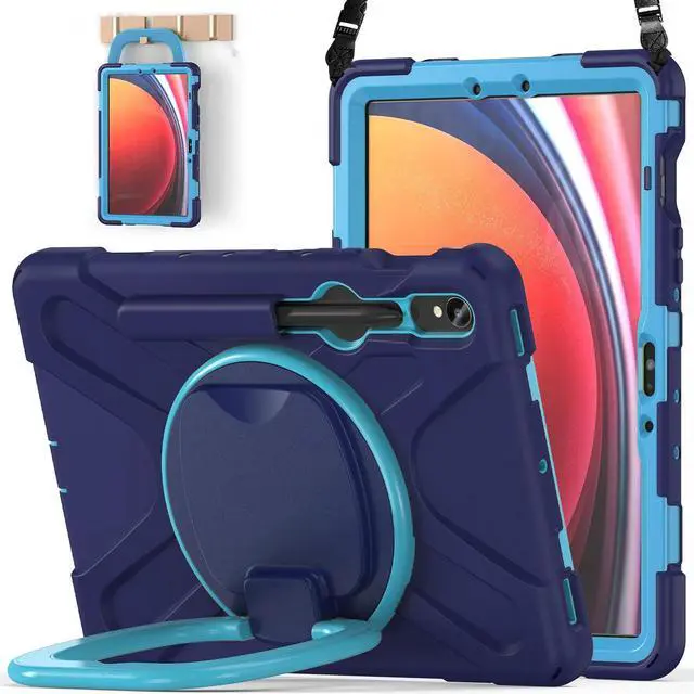 Main image of BATYUE Case for Samsung Galaxy Tab S9 FE 10.9" inch 2023, for Galaxy Tab S9 11" inch 2023, for Galaxy Tab S8/S7 Case with S Pen Holder/Rotating Stand/Shoulder Strap, Navy Blue