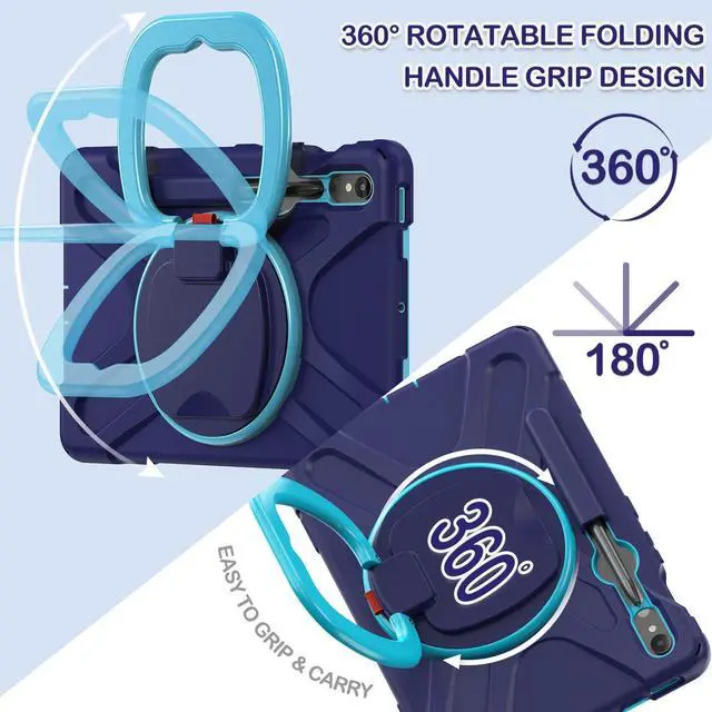 Alt view image 3 of 5 - BATYUE Case for Samsung Galaxy Tab S9 FE 10.9" inch 2023, for Galaxy Tab S9 11" inch 2023, for Galaxy Tab S8/S7 Case with S Pen Holder/Rotating Stand/Shoulder Strap, Navy Blue