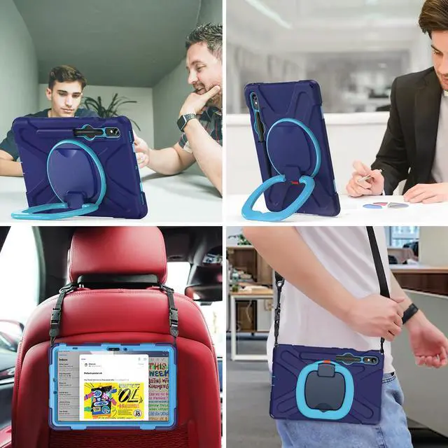 Alt view image 5 of 5 - BATYUE Case for Samsung Galaxy Tab S9 FE 10.9" inch 2023, for Galaxy Tab S9 11" inch 2023, for Galaxy Tab S8/S7 Case with S Pen Holder/Rotating Stand/Shoulder Strap, Navy Blue