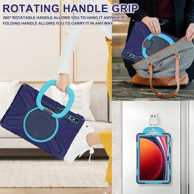 Alt view image 4 of 5 - BATYUE Case for Samsung Galaxy Tab S9 FE 10.9" inch 2023, for Galaxy Tab S9 11" inch 2023, for Galaxy Tab S8/S7 Case with S Pen Holder/Rotating Stand/Shoulder Strap, Navy Blue