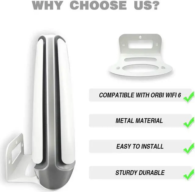 Alt view image 5 of 5 - Orbi WiFi 6 Wall Mount, Sturdy Metal Made Stand Holder Bracket Compatible with Orbi Mesh WiFi 6 System RBK850 RBK851 RBK852 RBK853, RBRE963(3pcs)