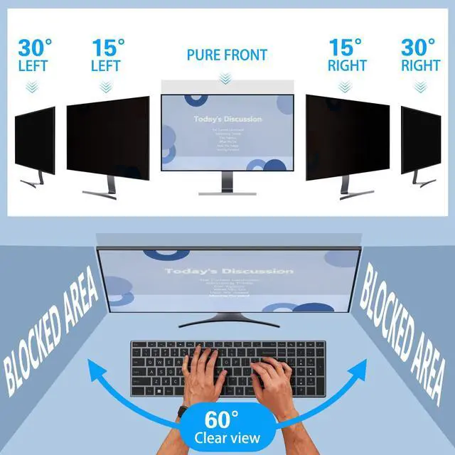 Alt view image 2 of 5 - Ceydebne Computer Privacy Screen 21.5 Inch for 16:9 Widescreen Monitor, Anti Blue Light Screen Protector - Anti-Glare - Anti-Scratch Protector Film for Data confidentiality Privacy Shield