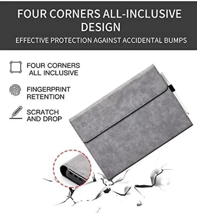 Alt view image 3 of 5 - QIYIBOCASE Protective Case for Surface Pro 7/6/5/4 Tablet, 12.3 Inch Case, Compatible with Type Cover Keyboard, Business Cover with Pen Holder, Wine Red