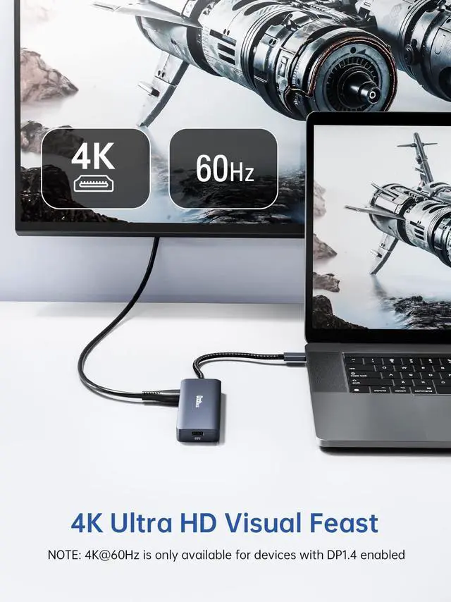 Alt view image 3 of 5 - Dockteck USB-C Hub Adapter - 5 in 1 with HDMI 4K 60Hz, 3 USB 3.0 and 100W PD for MacBook Air/Pro M1/M2, iPad Pro/Air, Steam Deck, Surface Pro 8