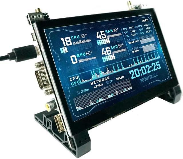 ElecLab 7 Inch 1024x600 IPS Touchscreen Monitor HDMI Capacitive LCD Display  RS232/RS485 Speaker Bracket for RPI 4B 3B+ 3B 3A+ 2B B+