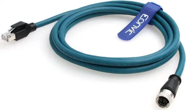 Alt view image 2 of 5 - Eonvic M12 X Code 8 Pin Female to RJ45 Cat-7e High Flex Ethernet Cable for Cognex Industrial Camera (2M)