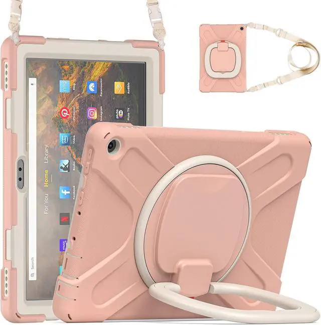 Main image of All-New Fire HD 10 & Fire HD 10 Plus Tablet case for Kids(2021 Release,11th Generation),Heavy Sturdy Shockproof Kids Case,Rotating Stand/Carrying Strap, Pink