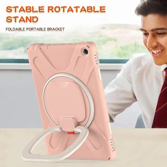 Alt view image 4 of 5 - All-New Fire HD 10 & Fire HD 10 Plus Tablet case for Kids(2021 Release,11th Generation),Heavy Sturdy Shockproof Kids Case,Rotating Stand/Carrying Strap, Pink