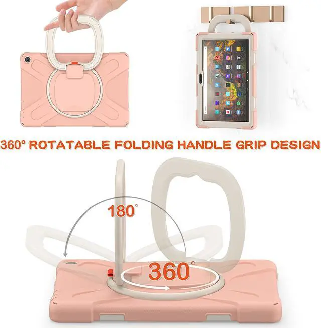 Alt view image 5 of 5 - All-New Fire HD 10 & Fire HD 10 Plus Tablet case for Kids(2021 Release,11th Generation),Heavy Sturdy Shockproof Kids Case,Rotating Stand/Carrying Strap, Pink