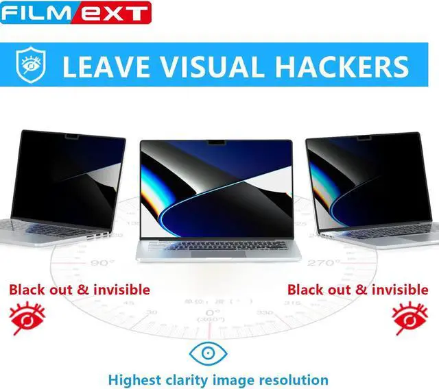 Alt view image 2 of 5 - FILMEXT Macbook Pro 16 inch Privacy Screen Protector M3 Max/Pro(A2991)/ M2 (A2780)/M1(A2485),2021-2023 Bubble Free MacBook pro 16.2 Screen Laptop Privacy Filter Anti-Spy/Anti-Glare/Eye Care