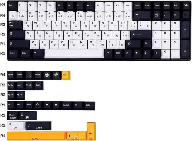Alt view image 2 of 5 - Japanese Keycaps 133 Keys Black White Keycap Cherry Profile Dye-Sub PBT Minimalist Compatible with GH60 / GK64 / GK61 / 68/87/104 Keyboard