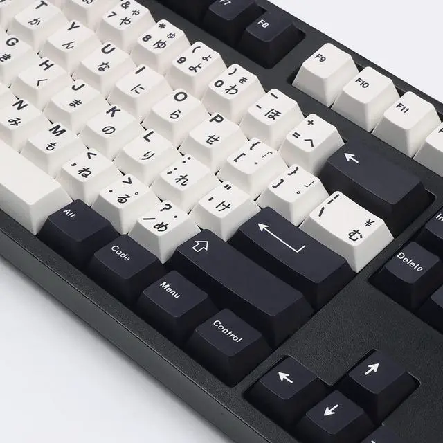 Main image of Japanese Keycaps 133 Keys Black White Keycap Cherry Profile Dye-Sub PBT Minimalist Compatible with GH60 / GK64 / GK61 / 68/87/104 Keyboard
