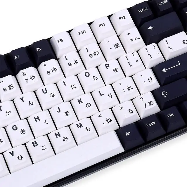 Alt view image 5 of 5 - Japanese Keycaps 133 Keys Black White Keycap Cherry Profile Dye-Sub PBT Minimalist Compatible with GH60 / GK64 / GK61 / 68/87/104 Keyboard