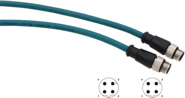 Alt view image 3 of 5 - HangTon Sensor Ethernet Network Cable for Keyence Reader Sick Profinet EtherCat Automation, M12 D-Coded 4 Pin to 4 Pin CAT5e Flexible Shield Waterproof 2M