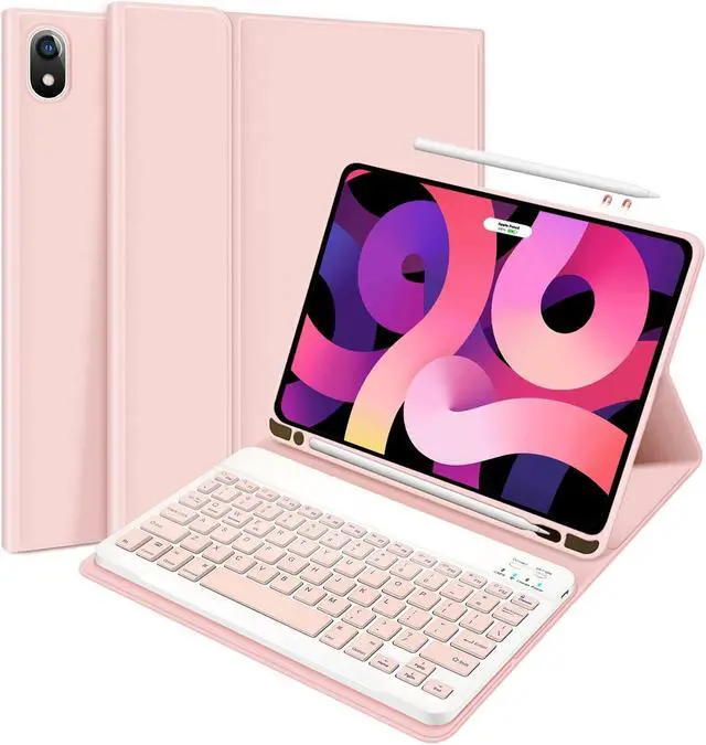 Main image of ABEIFAN iPad Air 6th Generation 11 inch 2024 Case with Keyboard - iPad Air 5th/4th Generation 10.9 inch Case with Detachable Wireless Keyboard and Pencil Holder Auto Wake/Sleep, Pinnk