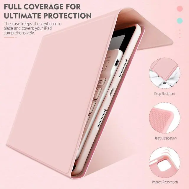 Alt view image 4 of 5 - ABEIFAN iPad Air 6th Generation 11 inch 2024 Case with Keyboard - iPad Air 5th/4th Generation 10.9 inch Case with Detachable Wireless Keyboard and Pencil Holder Auto Wake/Sleep, Pinnk