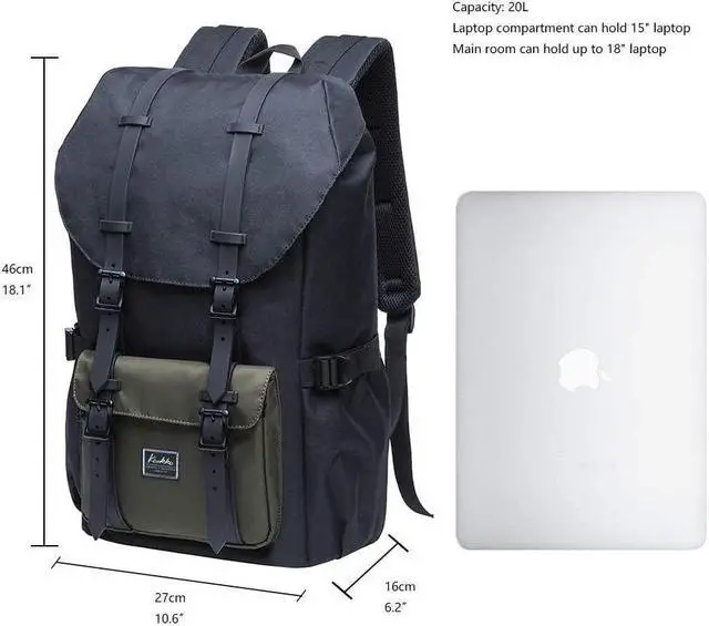 Alt view image 3 of 5 - KAUKKO Laptop Outdoor Backpack, Traveling Rucksack Fits 15.6 Inch Laptop(5-5-Blackgreen)