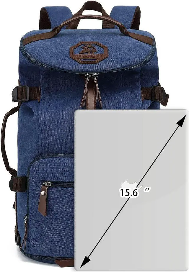 Alt view image 4 of 5 - Gym Duffle Bag Backpack 4-Way Vintage canvas with Shoes Compartment for travel Sport Hiking laptop (Vintage blue) X-Large