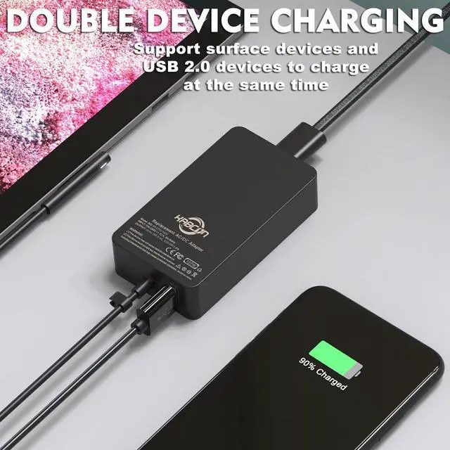 Alt view image 4 of 5 - 127W Charger for Microsoft Surface Book 3 2 1, Surface Laptop 6 5 Go2 Studio Go 4 3 2 1, Surface Pro 10 9 8 7+ X 7 6 5 4 3, Surface Go 3 2 1, 11FT Cord&Carry bag