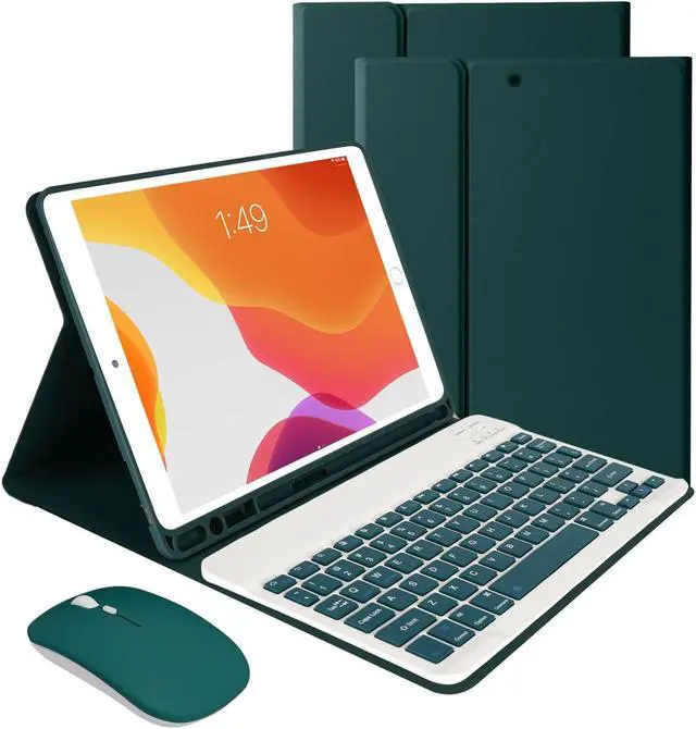 Main image of LAMA Wireless Keyboard Case with Mouse for iPad 10.2" 9th 8th 7th Generation, Detachable Bluetooth Keyboard with Pencil Holder for iPad 10.2 Inch/iPad Air 10.5"(3rd Gen)/iPad Pro 10.5 in, Dark Green