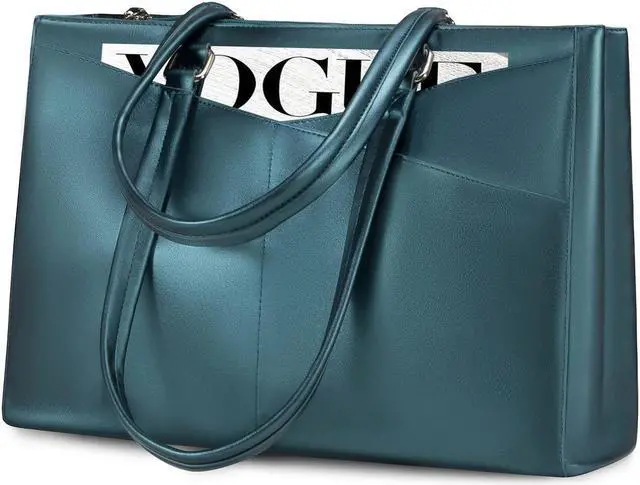 Main image of LOVEVOOK Laptop Bag for Women 15.6 Inch Tote Bags Waterproof Leather Briefcase Computer Women Business Office Work Bag,Pearl Green