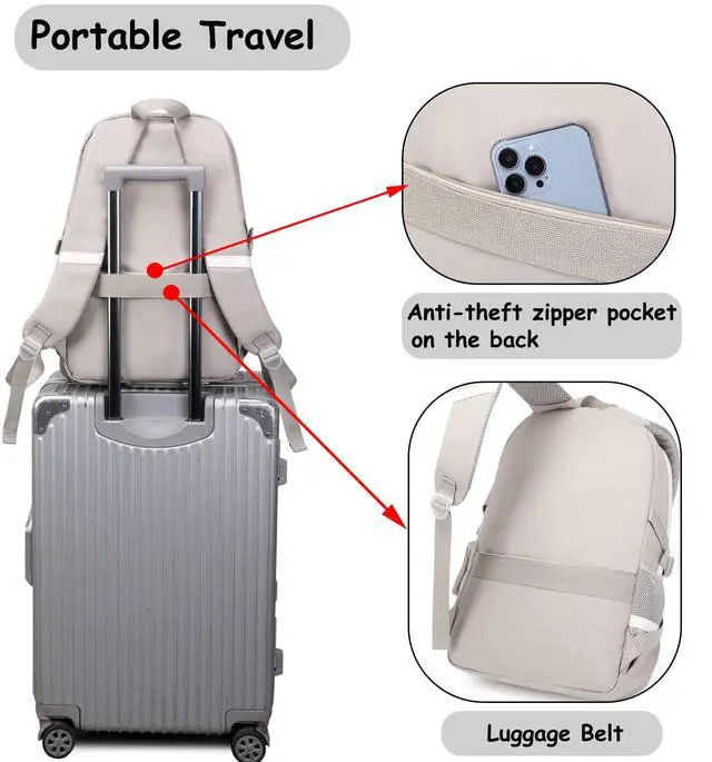 Alt view image 2 of 4 - Makukke School Backpacks for Teen Girls - Laptop Backpacks 15.6 Inch College Cute Bookbag Anti Theft Women Casual Daypack,Gray