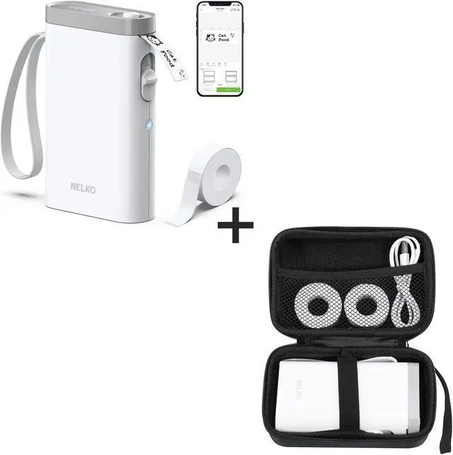 Main image of Nelko White Label Maker Machine with Tape, P21 Portable Mini Label Printer, Case Compatible P21 Label Maker, Compatible with Most Mini Label Printers