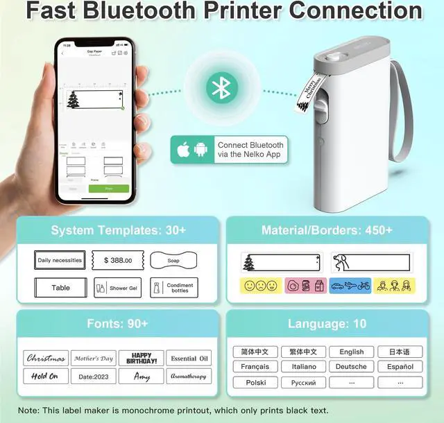 Alt view image 3 of 5 - Nelko White Label Maker Machine with Tape, P21 Portable Mini Label Printer, Case Compatible P21 Label Maker, Compatible with Most Mini Label Printers