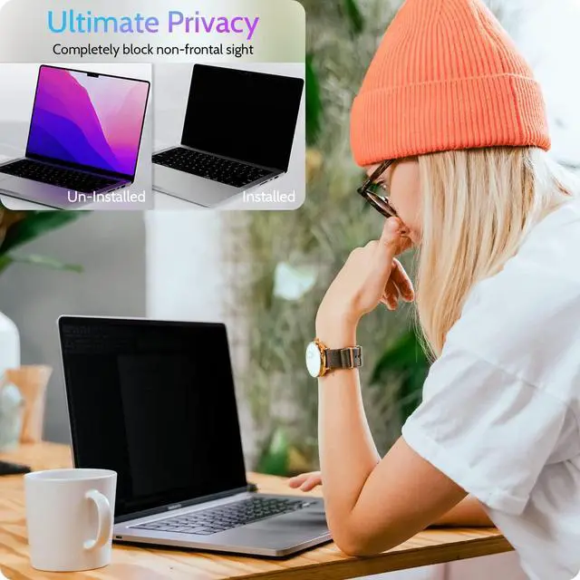 Alt view image 2 of 5 - Peslv Magnetic Privacy Screen for MacBook Pro 16 Inch (2021-2024, M1, M2, M3, M4), 16inch Removable Matte Anti Blue Light Glare Private Filter Protector for Mac Pro 16.2" Laptop
